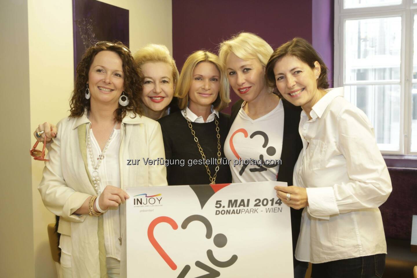 Michaela Altendorfer (Herzkinder), Dancing Star Andrea Buday, Irene Ströck, Christine Grafinger (msm sportmedia marketing ges.m.b.h.), Ulla Epler (Herzkinder):  „Achte auf dein Herz und laufe für meins!“, unter diesem Motto findet der Herzlauf im Veranstaltungsgelände Donaupark am 5. Mai 2014, dem Tag des herzkranken Kindes, statt. leisure.at/Stefan Joham