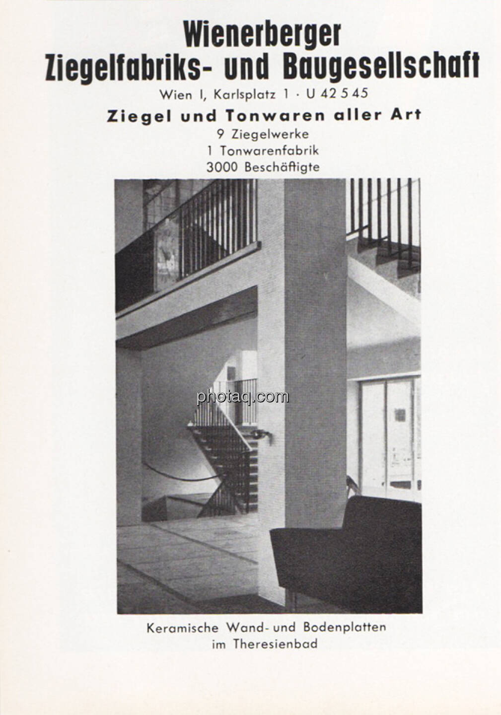 Wienerberger Werbung 1956, 3000 Beschäftigte