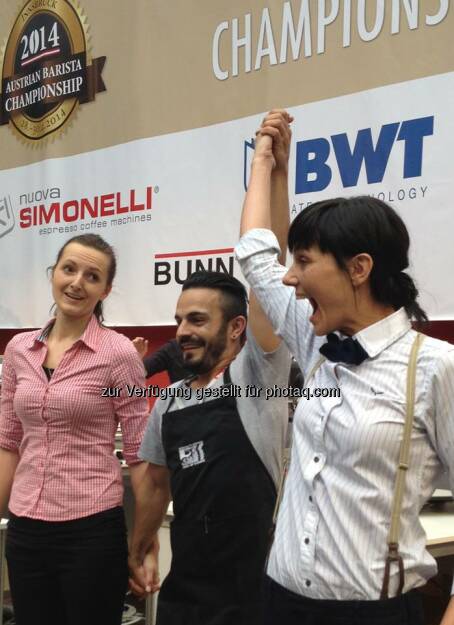 BWT: Sonja Zweidick ist die Gewinnerin der SCAE Austria Baristameisterschaften 2014. Wir freuen uns darauf, sie zu den Weltmeisterschaften nach Rimini und Melbourne zu begleiten und wünschen viel Erfolg  Source: http://facebook.com/bwtwasser (05.05.2014) 