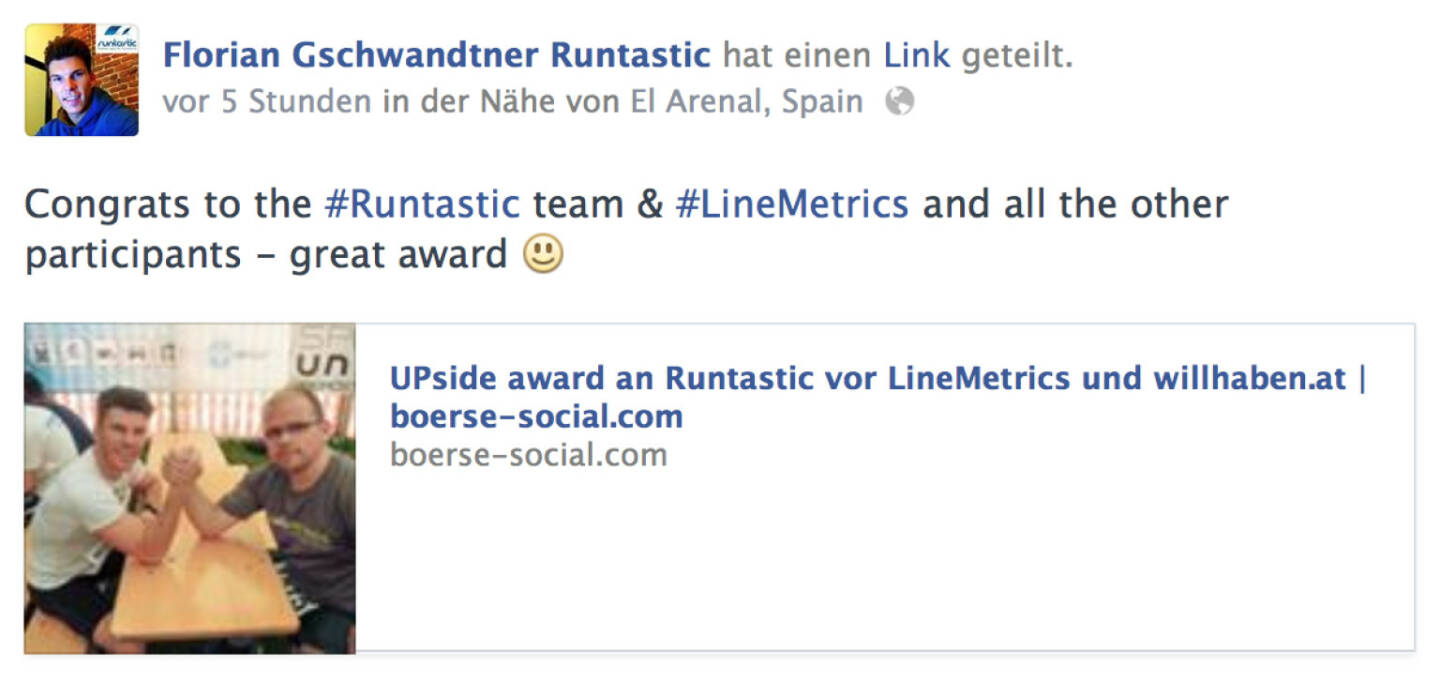 Florian Gschwandtner, Runtastic, zum Upside Award