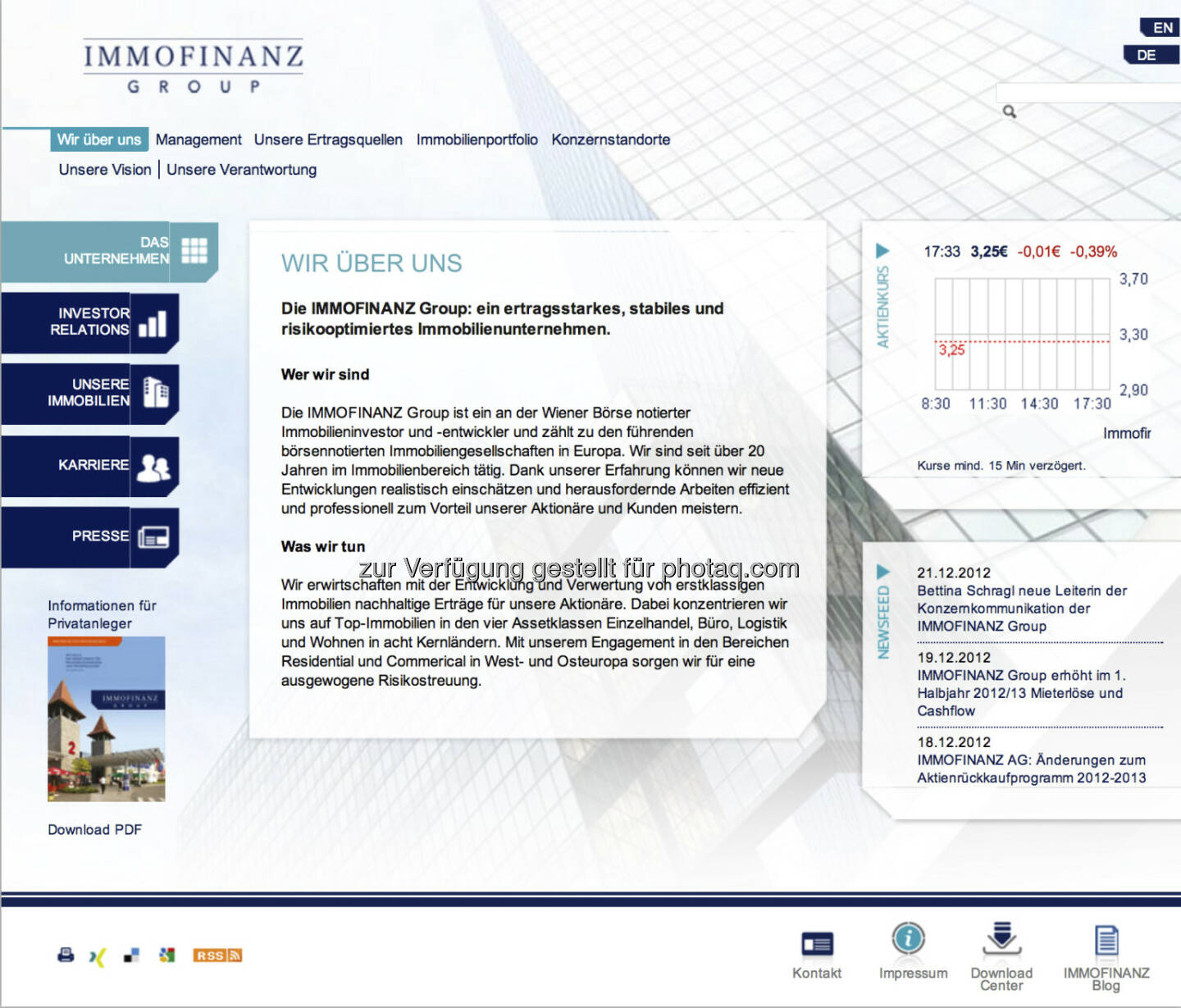 Homepage Immofinanz AG - www.immofinanz.com