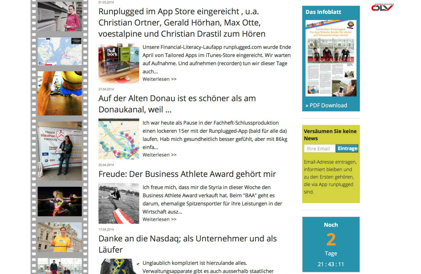 (WEB) Die Website: http://www.runplugged.com wird zu einer umfassenden Site für Laufverrückte ausgebaut. Bilder, News und alle Infos zur App. Mehr als eine Website zur App - Appdownload unter http://bit.ly/1lbuMA9