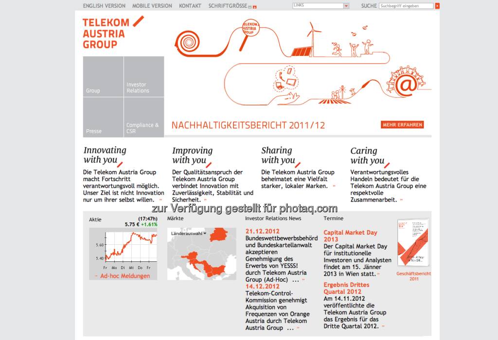 Telekom Austria Group Homepage http://www.telekomaustria.com/ (23.12.2012) 