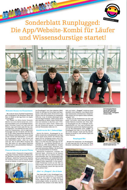 Sonderblatt Runplugged mit den Entwicklern von Tailored Apps und mir als Auftraggeber http://runplugged.com/static/fachheft18_rp.pdf (10.05.2014) 
