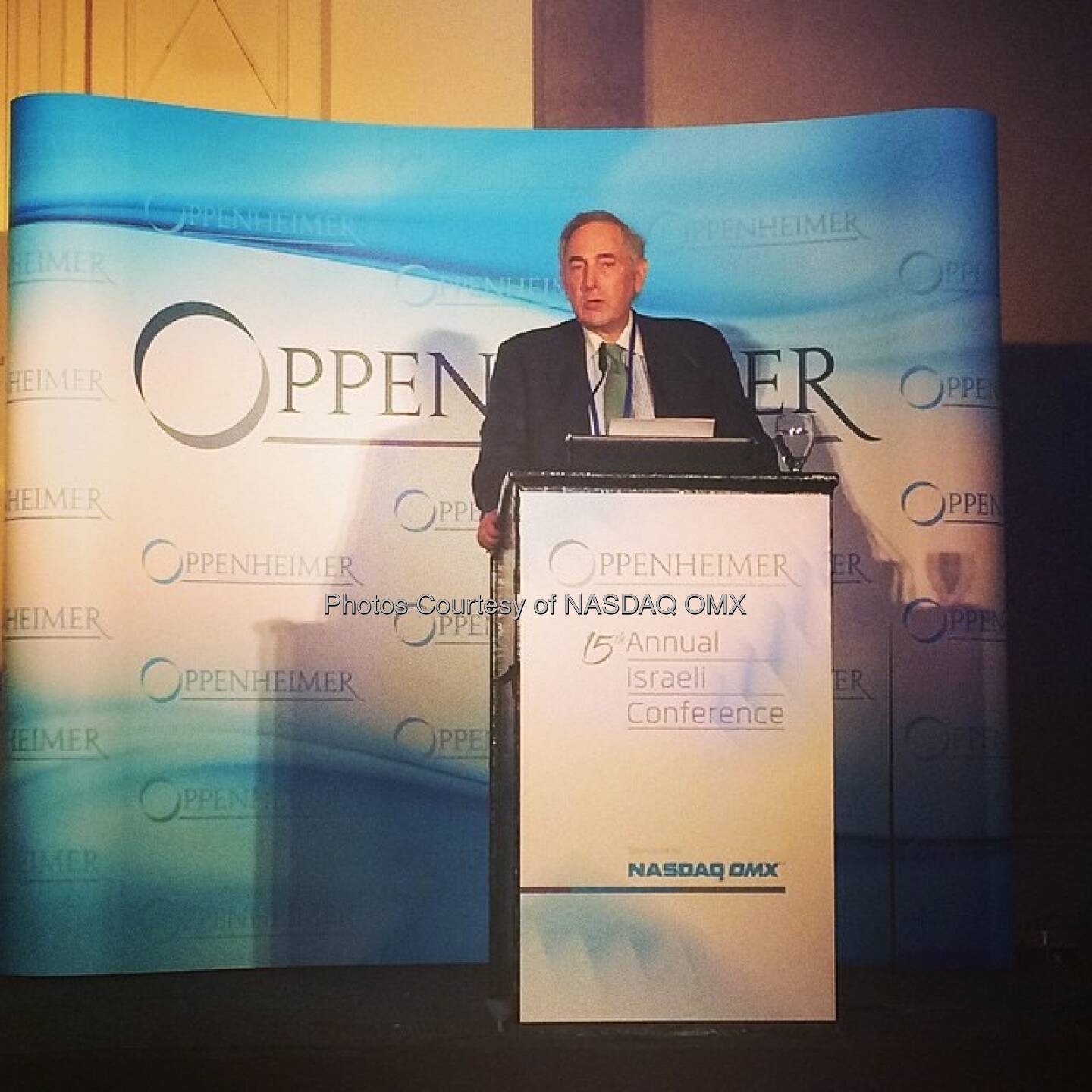 Nasdaq's Vice Chairman Sandy Frucher gives the opening remarks at the 15th Annual Oppenheimer Israeli Conference  Source: http://facebook.com/NASDAQ