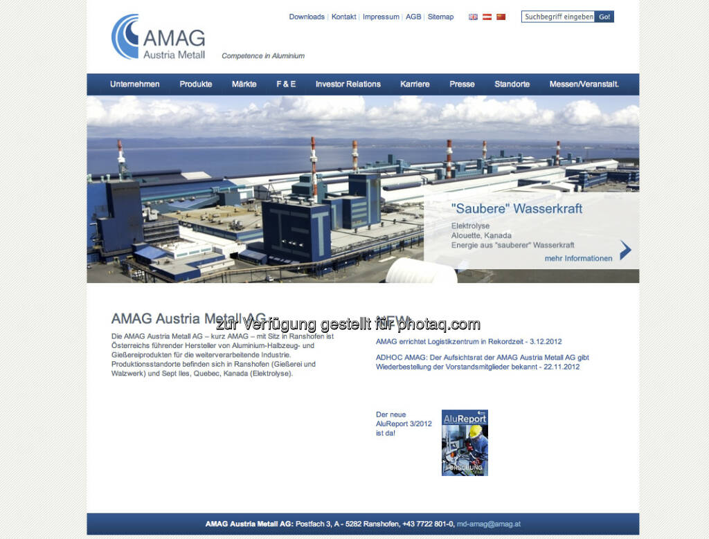 Amag Homepage http://www.amag.at/ (23.12.2012) 