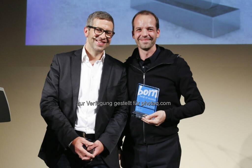 Andre-M. Bajorat (Jurymitglied) und Albert Ortig (Netural-CEO und Roomle-Gründer) - Netural GmbH gewinnt den Best-of-Mobile Award 2014 (Bild: Haymarket Media), © Aussendung (14.05.2014) 