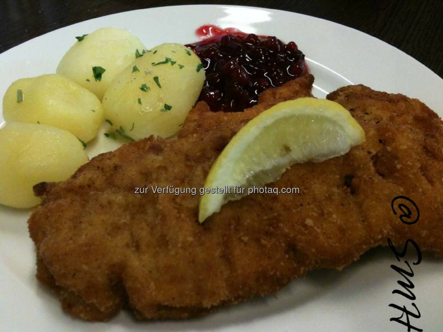 OMV-HV. Hauptspeise gegen Bon, entweder Schnitzel ...