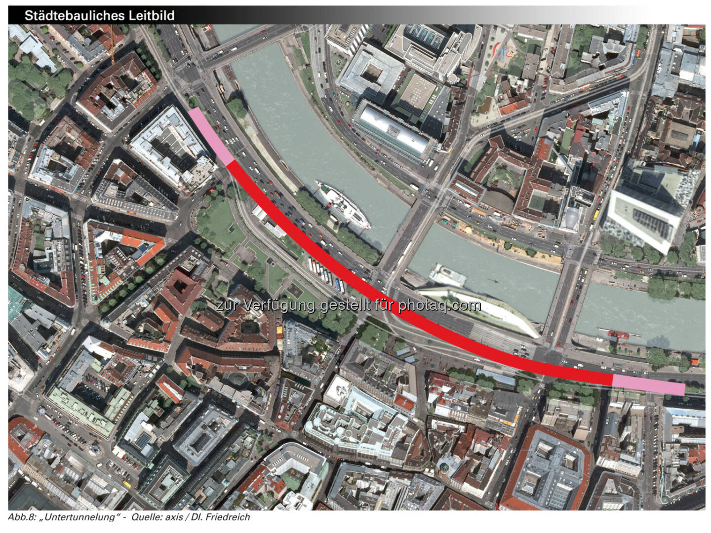 Schwedenplatz, Bezirksvorstehung Innere Stadt: City Tunnel - Großzügiger neuer Platz durch Untertunnelung - axis/DI. Friedreich