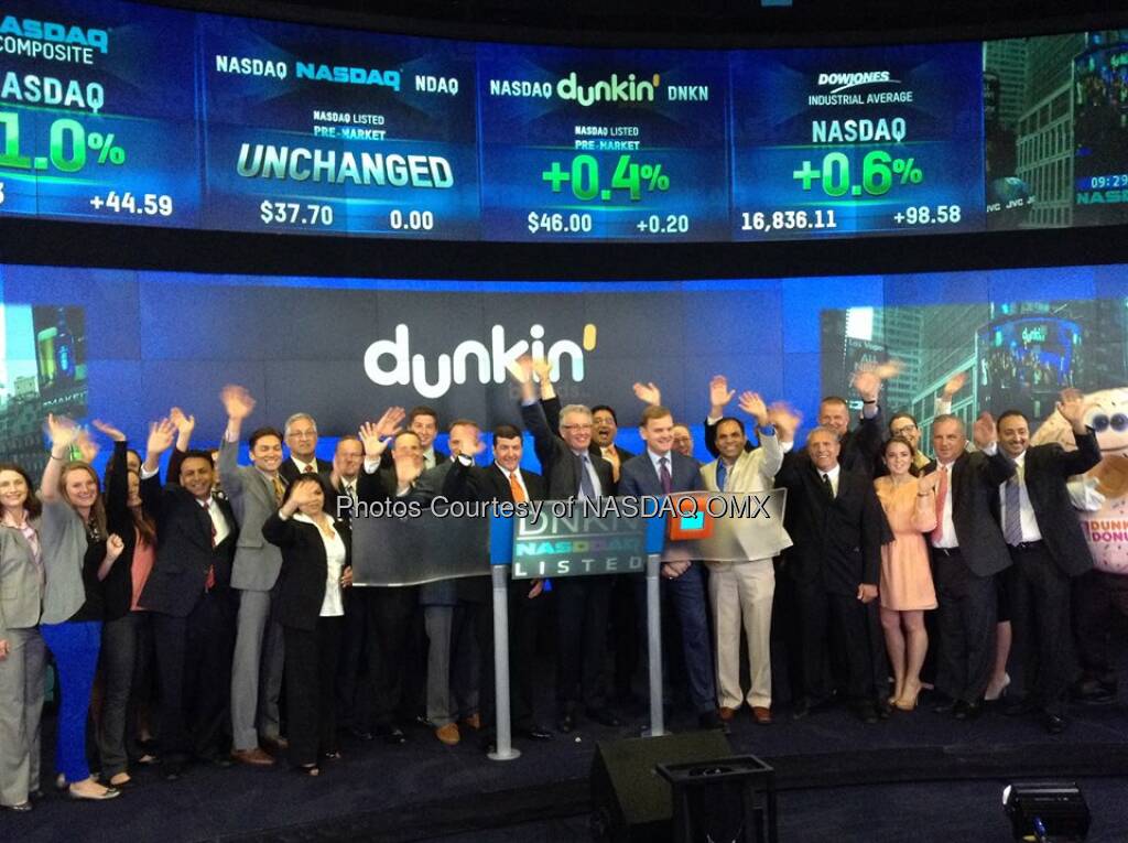 Dunkin' Brands celebrates NationalDonutDay by ringing the Nasdaq Opening Bell! $DNKN  Source: http://facebook.com/NASDAQ (06.06.2014) 