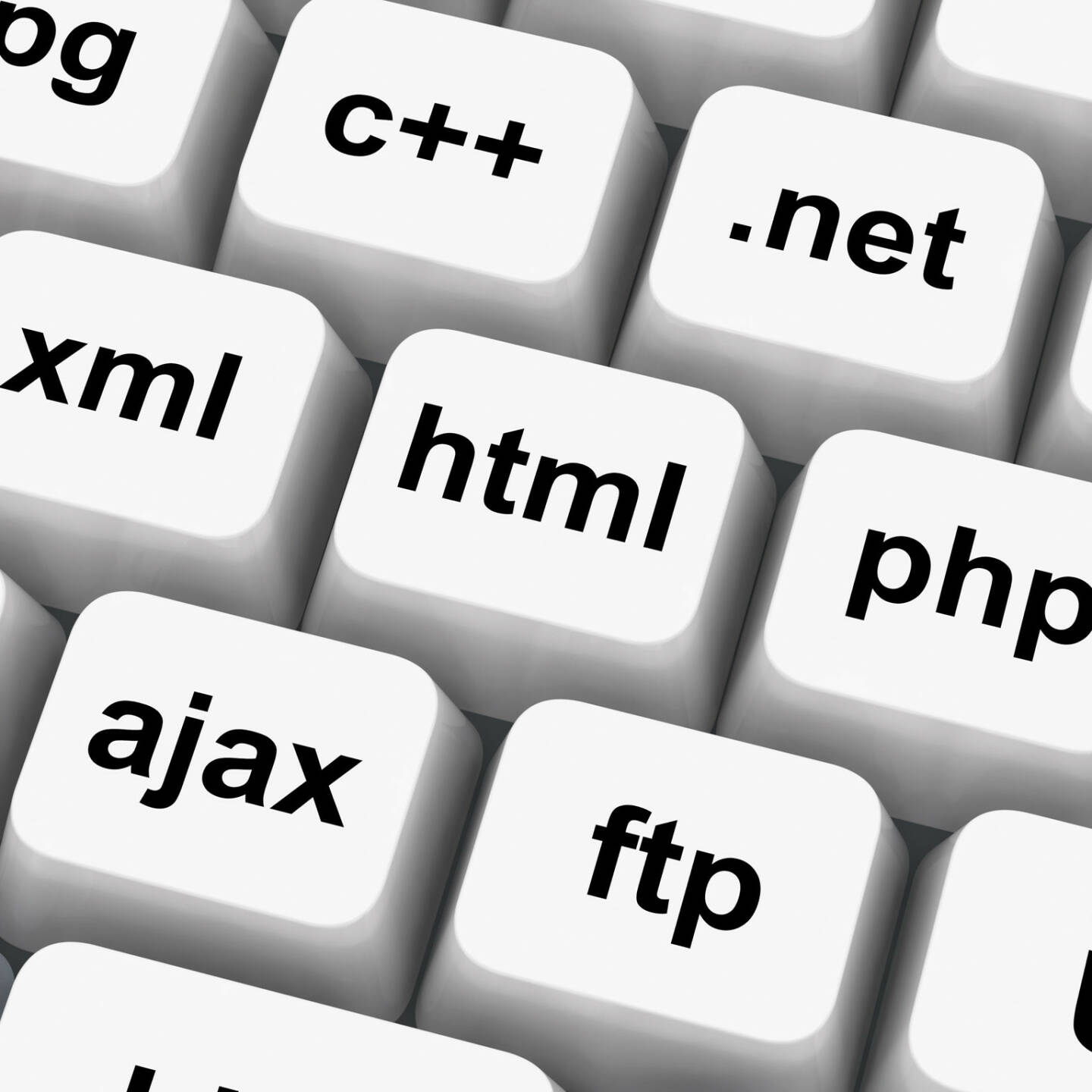 Programmiersprachen, C++, .net, XML, PHP, Ajax, Tastatur http://www.shutterstock.com/de/pic-108312320/stock-photo-programming-languages-and-computer-communication-protocols-keys.html