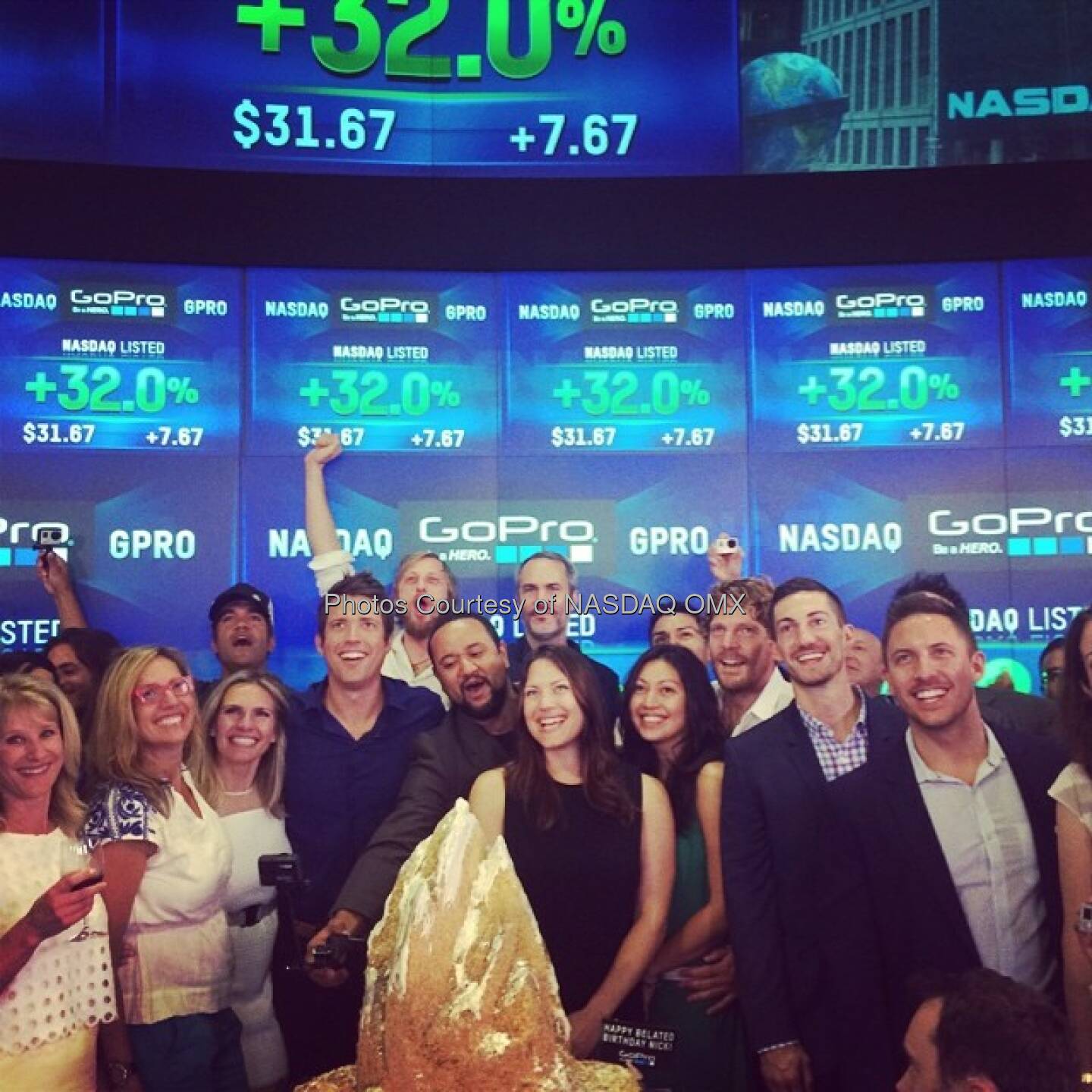 #GoPro celebration continues after #FirstTrade! Happy Belated Birthday Nick!  @GoPro #RiceKrispiesTreats Cake #IPO #Celebration  Source: http://facebook.com/NASDAQ
