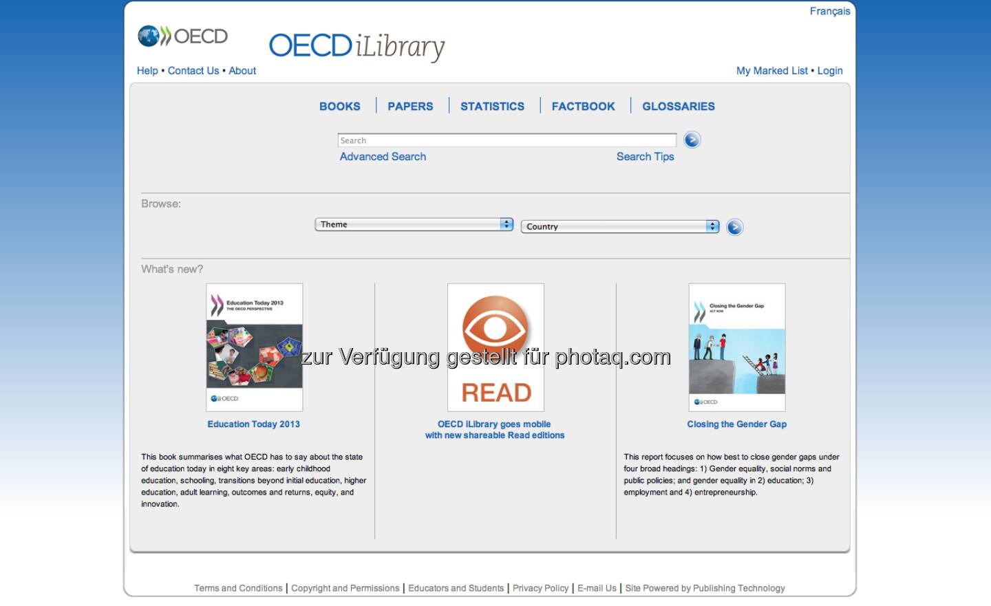 http://www.oecd-ilibrary.org/ - die OECD-Bibilothek liefert starke Inhalte und Grafiken zu den Themen Wirtschaft, Gesellschaft und Umwelt. Unter http://finanzmarktfoto.at/page/index/161gibt es eine kleine Kooperation mit finanzmarktfoto.at