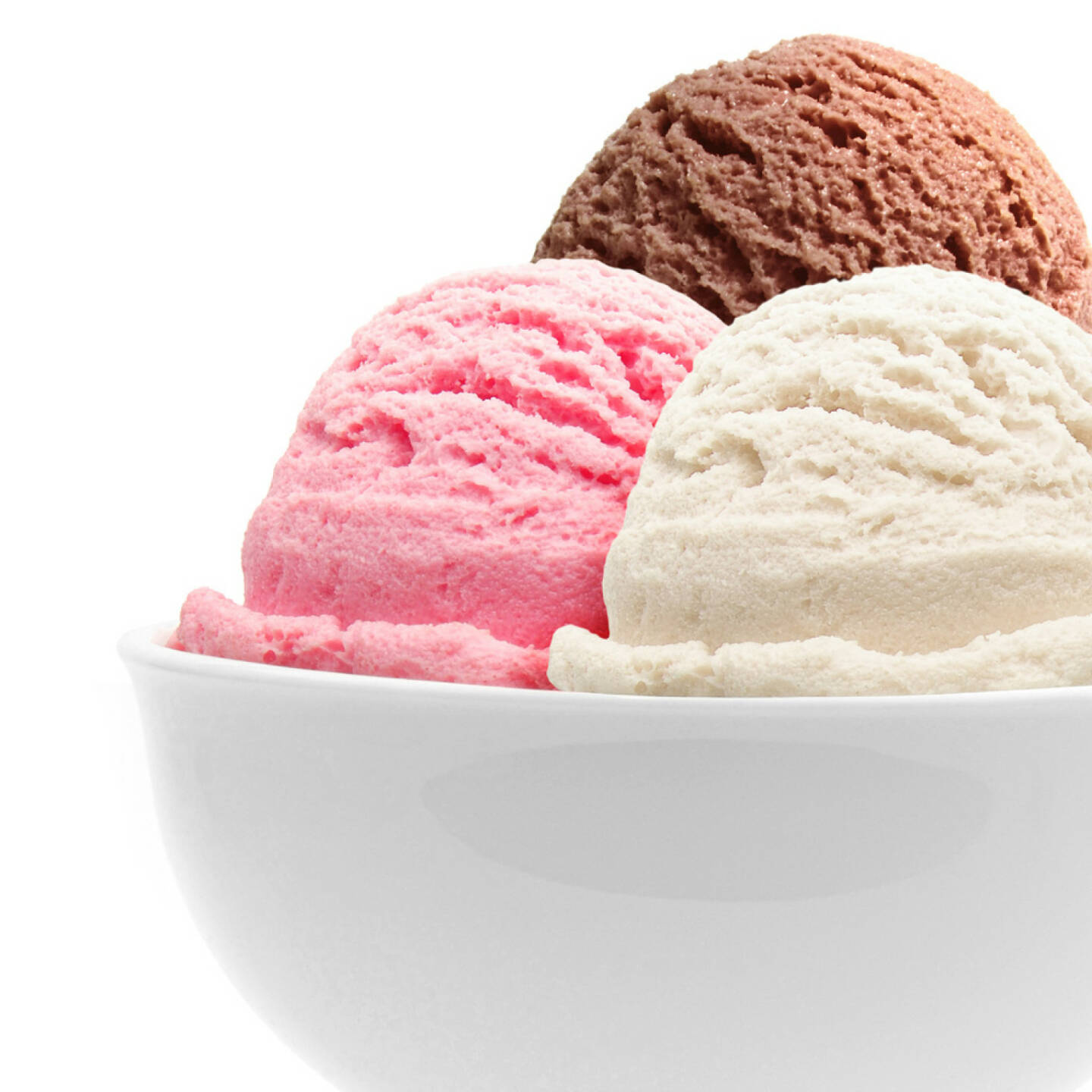 Eis, Eiscreme, süß, Sommer, kalt, Erfrischung, frieren, eiskalt, http://www.shutterstock.com/de/pic-57134731/stock-photo-ice-cream-in-bowl-with-three-scoops-of-chocolate-strawberry-and-vanilla.html? 