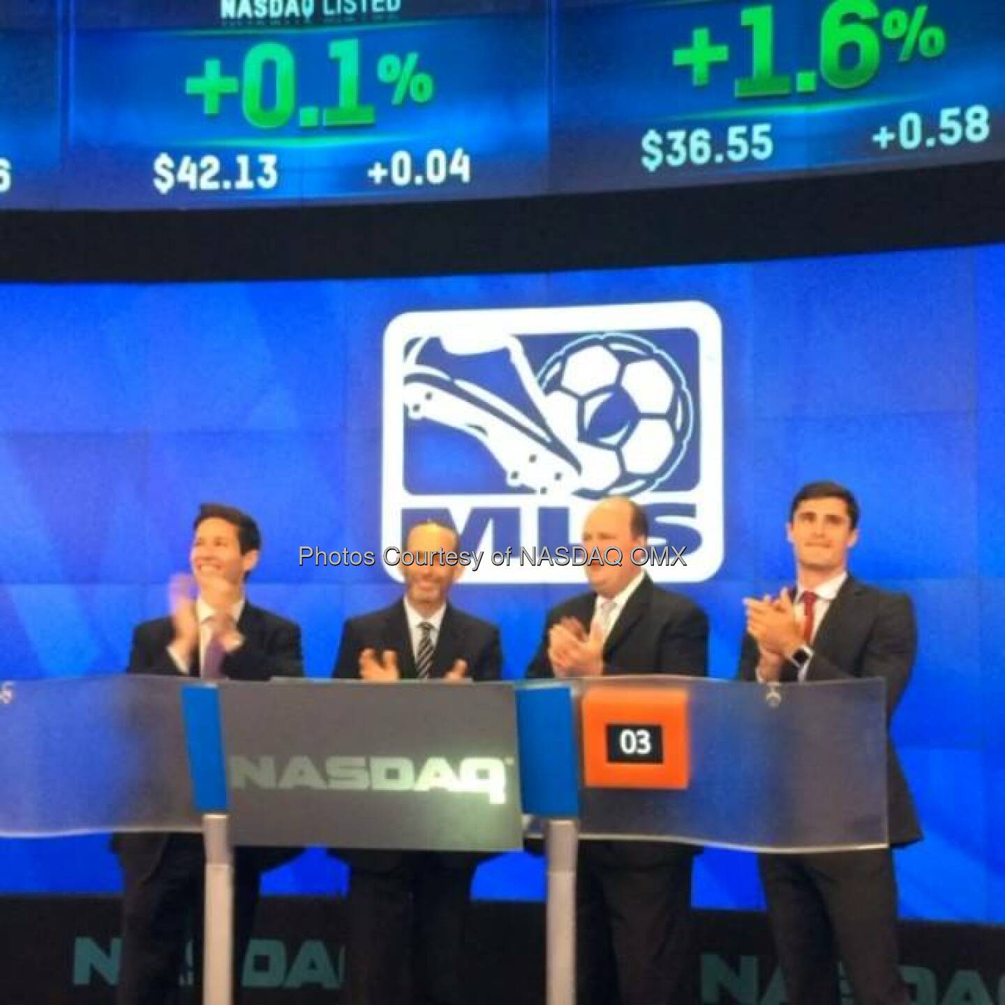 Major League Soccer rings the #NASDAQ Closing Bell #MLS @MLS @thesoccerdon  Source: http://facebook.com/NASDAQ