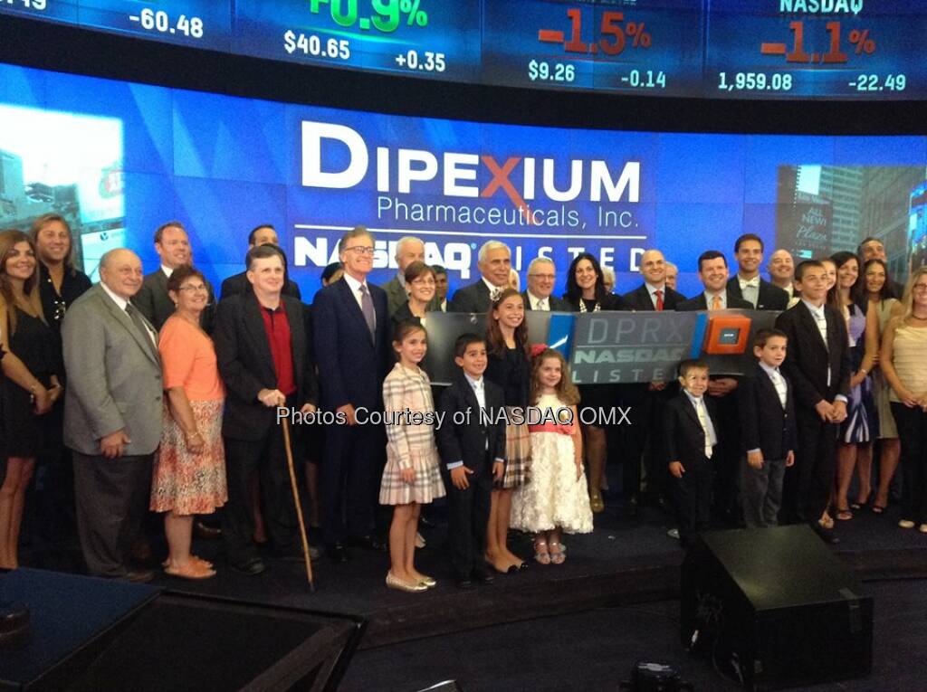 Dipexium Pharmaceuticals, Inc. (and family members!) ring the #NASDAQ Closing Bell! #DreamBIG $DPRX  Source: http://facebook.com/NASDAQ (18.07.2014) 