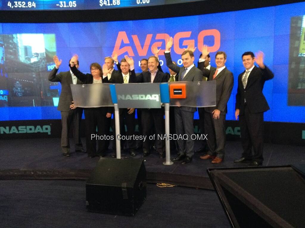 Avago Technologies celebrates their fifth anniversary of listing on #NASDAQ by ringing the Opening Bell $AVGO  Source: http://facebook.com/NASDAQ (06.08.2014) 