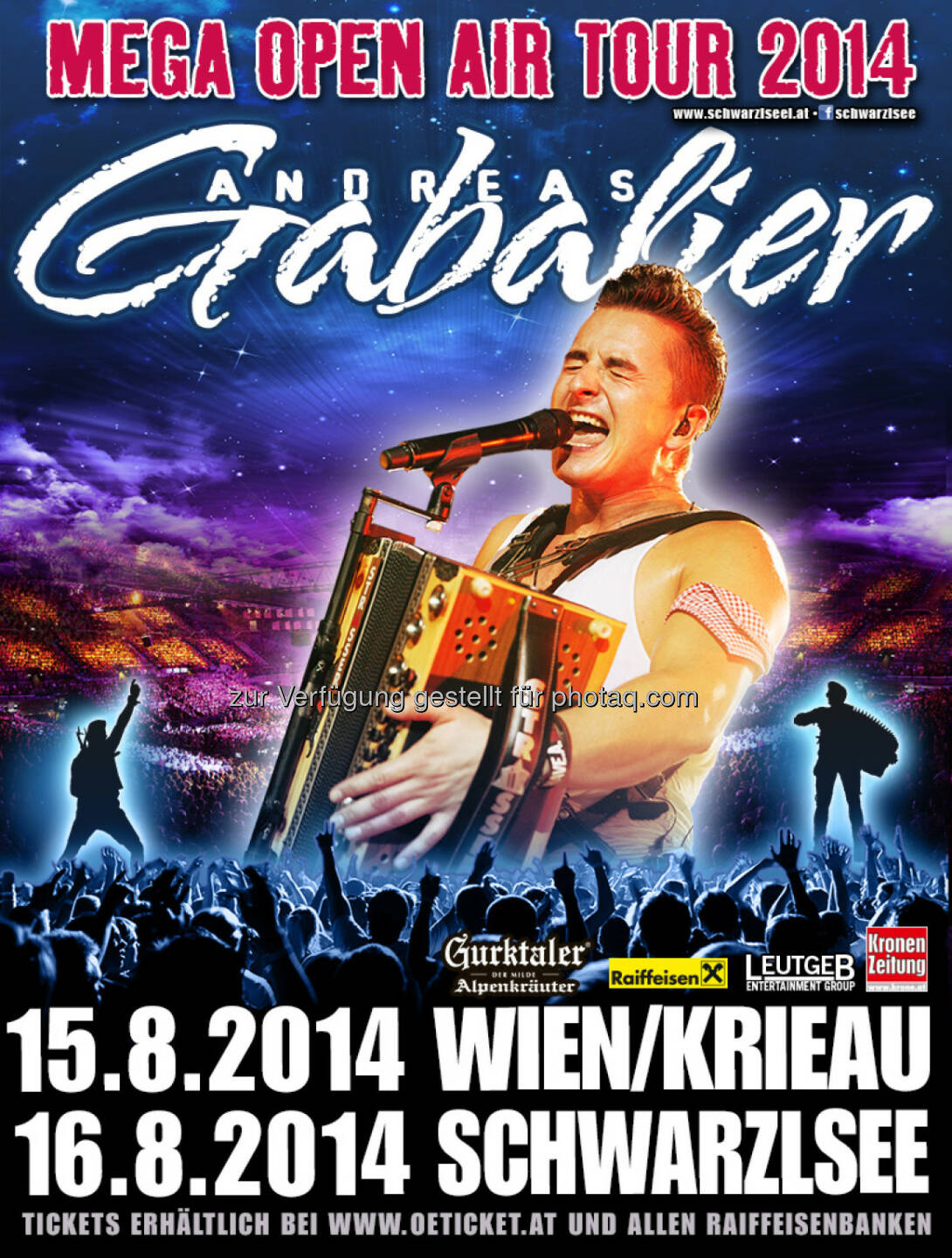 Leutgeb Entertainment Group GmbH: Andreas Gabalier kommt am 15.08.2014 in die Wiener Krieau und am 16.08.2014 nach Graz an den Schwarzlsee

