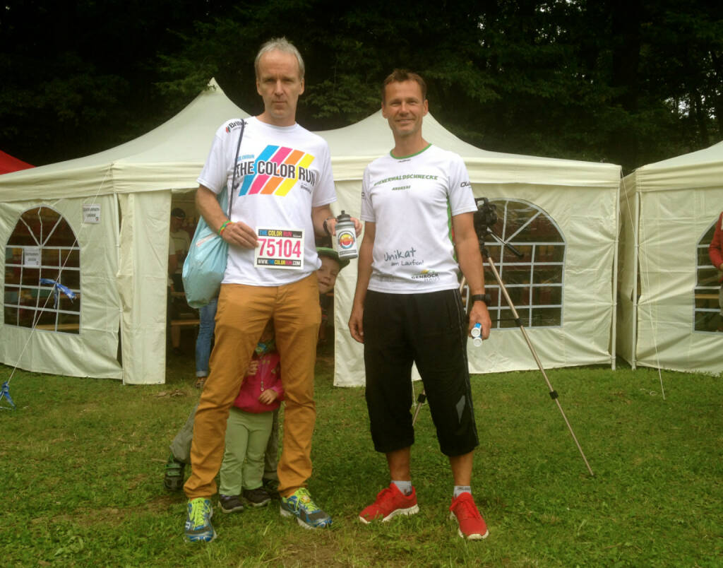 Christian Drastil (Runplugged), Andreas Schweighofer (Veranstalter Wienerwaldlauf) am Tag vor dem Rennen (24.08.2014) 