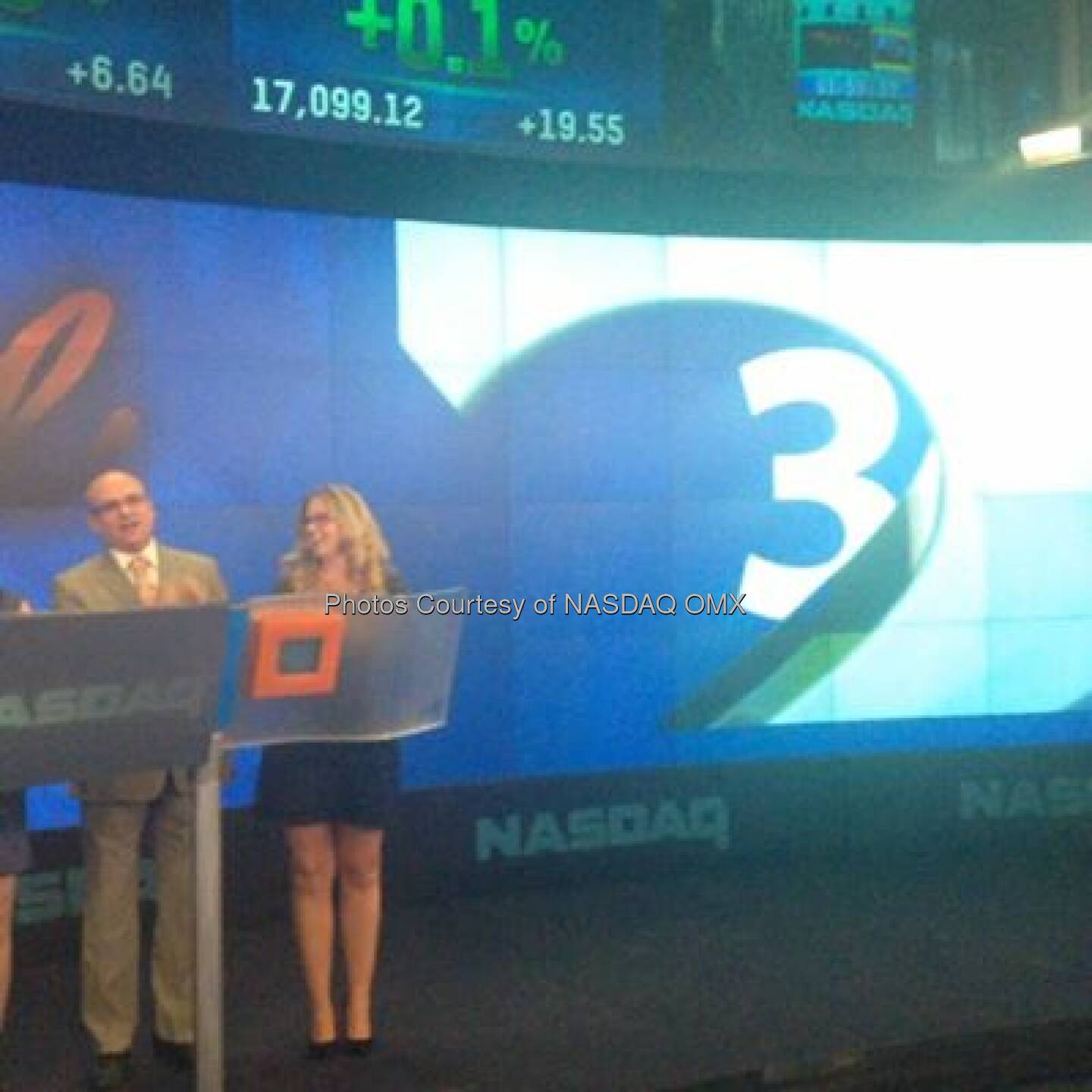 Paul Nolan and Jessie Fisher, stars of Once The Musical ring the #NASDAQ closing bell!  Source: http://facebook.com/NASDAQ