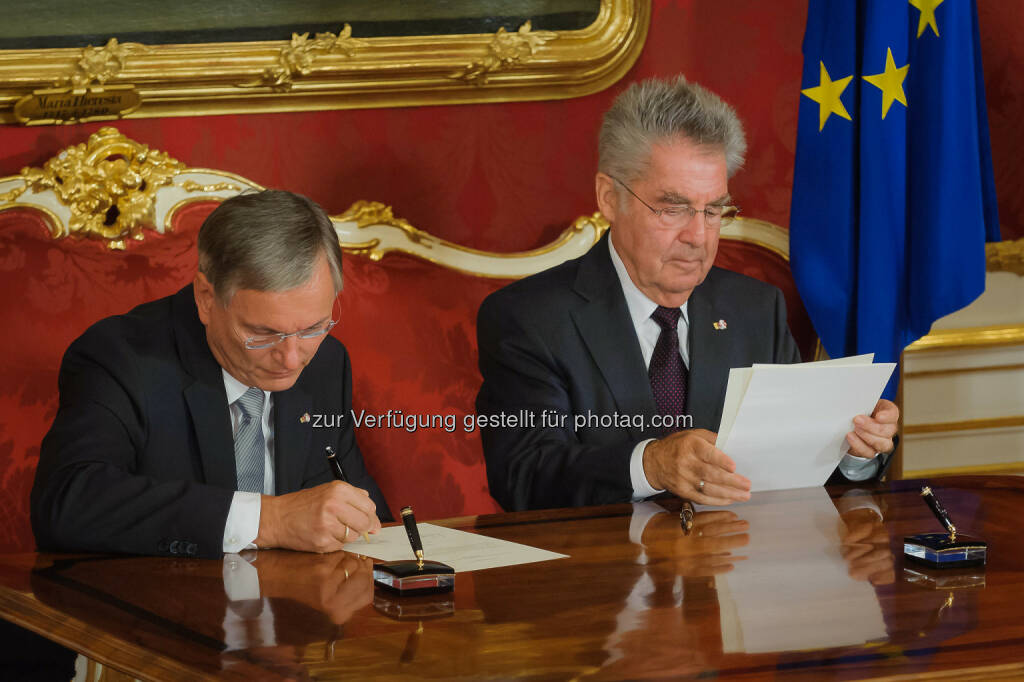 Alois Stöger, BM für Verkehr, Bundespräsident Heinz Fischer, © SPÖ/Lehmann (02.09.2014) 