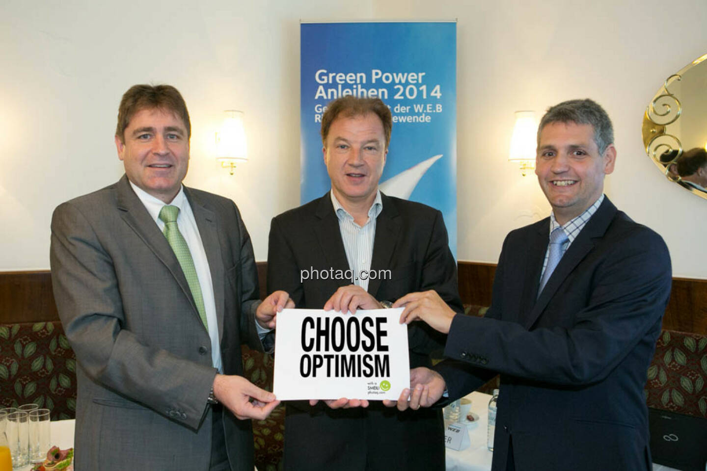 Vorstand W.E.B Windenergie AG: Frank Dumeier (Technik & Vertrieb), Andreas Dangl (Vorstandsvorsitzender), Michael Trcka (Finanzen), Choose Optimism