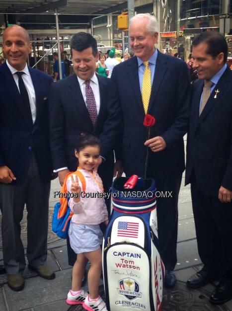 A young fan of the game presents PGA of America leadership with a rose following the #NASDAQ opening bell in Times Square #SheKnowsShesFly #FutureLPGAStar  Source: http://facebook.com/NASDAQ (03.09.2014) 