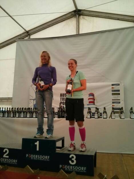 Stella Julia Hatzl (re.), Konzernkommunikation Immofinanz, wurde beim Podersdorf Triathlon 3. in ihrer Altersklasse, © Diverse  (07.09.2014)
