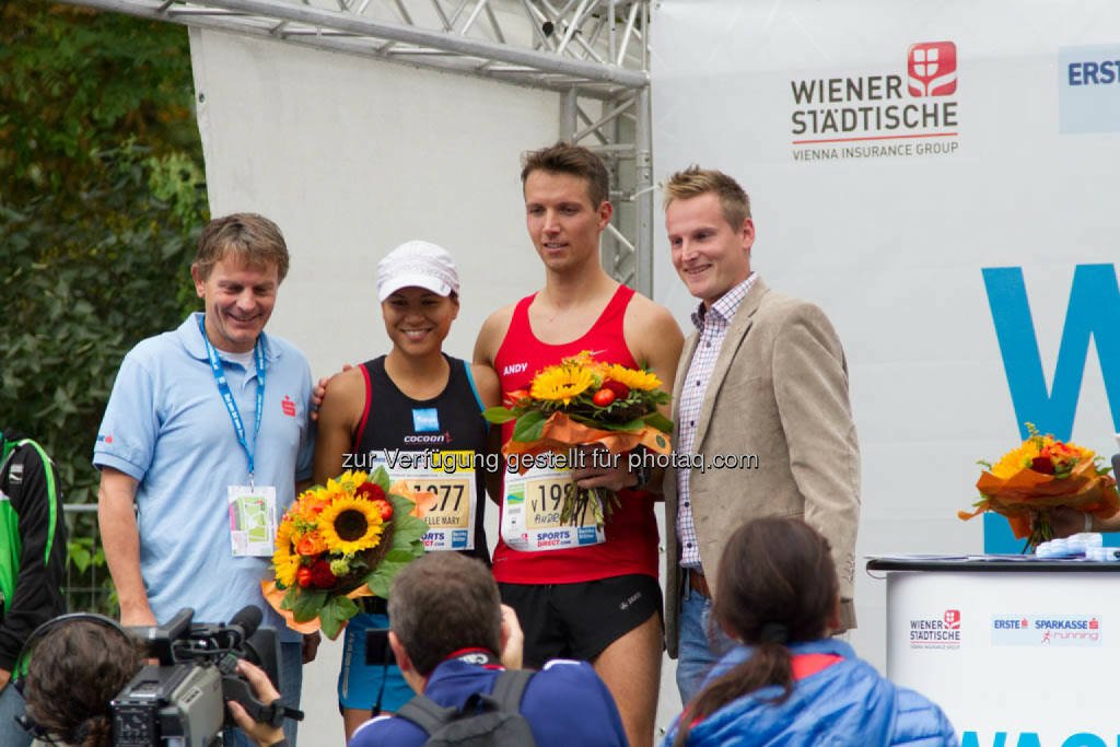 Annabelle Mary Konczer, Siegerin Viertelmarathon Damen und Stieglechner Andreas, 3. Platz Viertelmarathon Herren, Wachau Marathon 2014, © Milena Ioveva  (14.09.2014) 