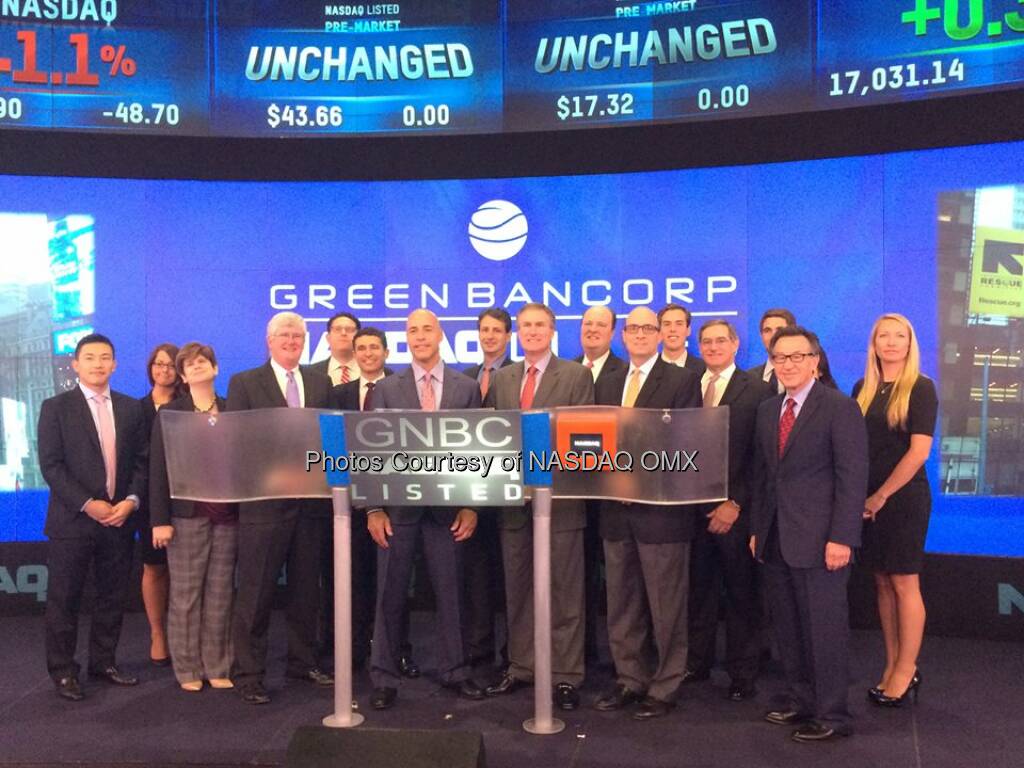 Green Bancorp, Inc. rings the #NASDAQ Opening Bell $GNBC  Source: http://facebook.com/NASDAQ (16.09.2014) 