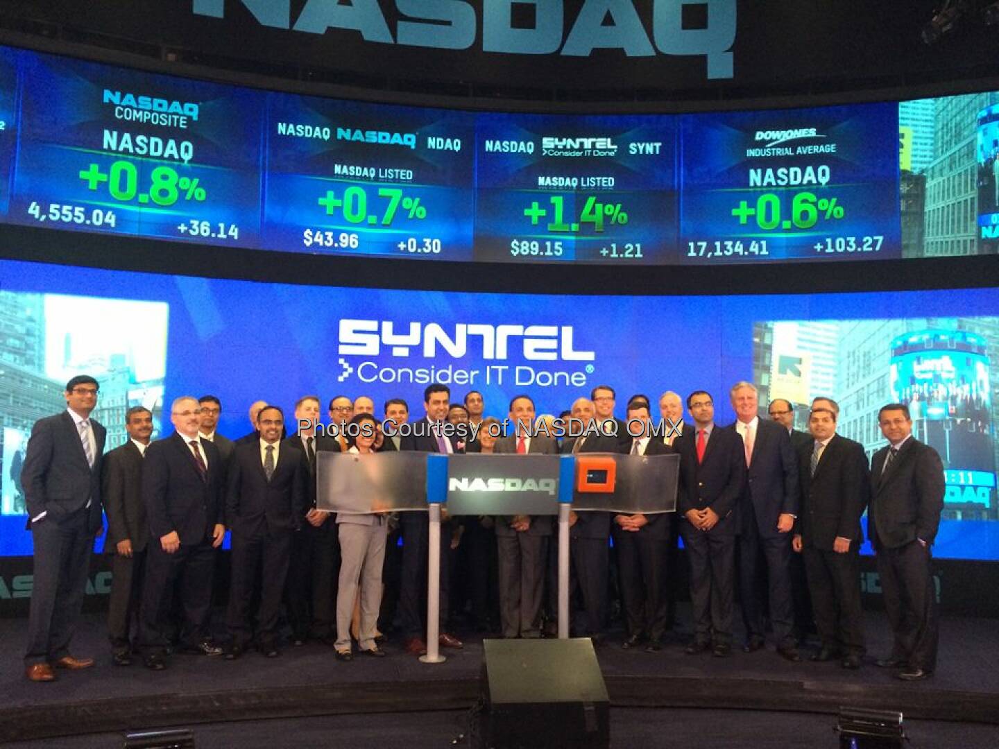 Syntel, Inc. rings the #NASDAQ Closing Bell! $SYNT #dreamBIG @SYNTEL @nasdaqmccooey  Source: http://facebook.com/NASDAQ