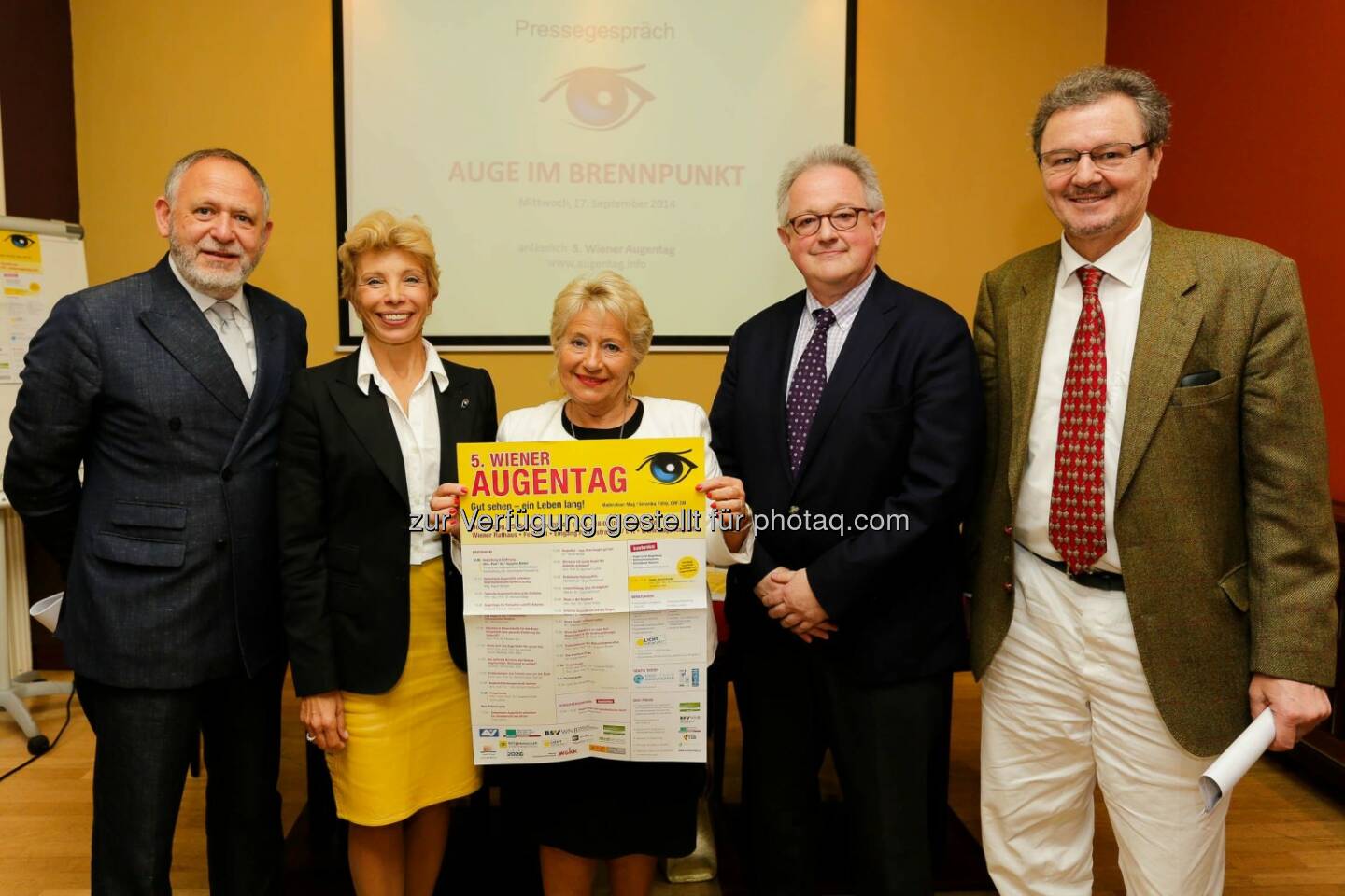 Christoph Zielinski, Prim. Susanne Binder Helga Azem,  Univ.-Prof. Michael Stur, Prim. Univ.-Prof. Michael Raddam: Pressegespräch Auge im Brennpunkt