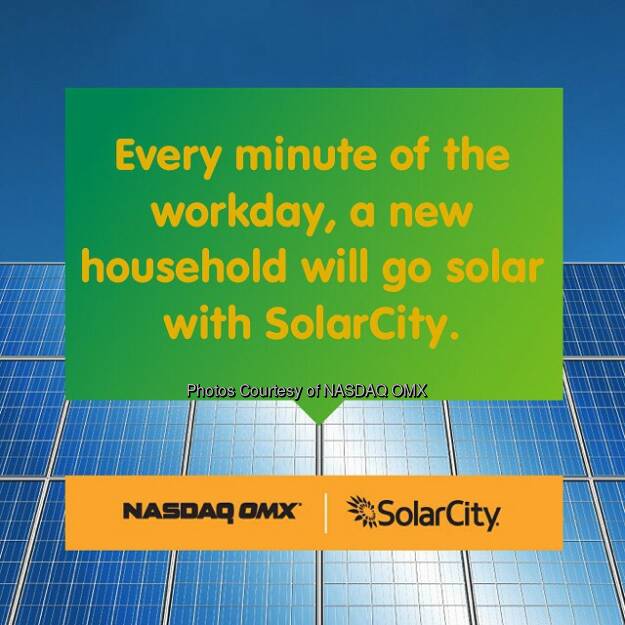 #SolarFacts from @SolarCity at #InsideEnergy #sustainability #renewables  Source: http://facebook.com/NASDAQ, © Aussender (18.09.2014) 