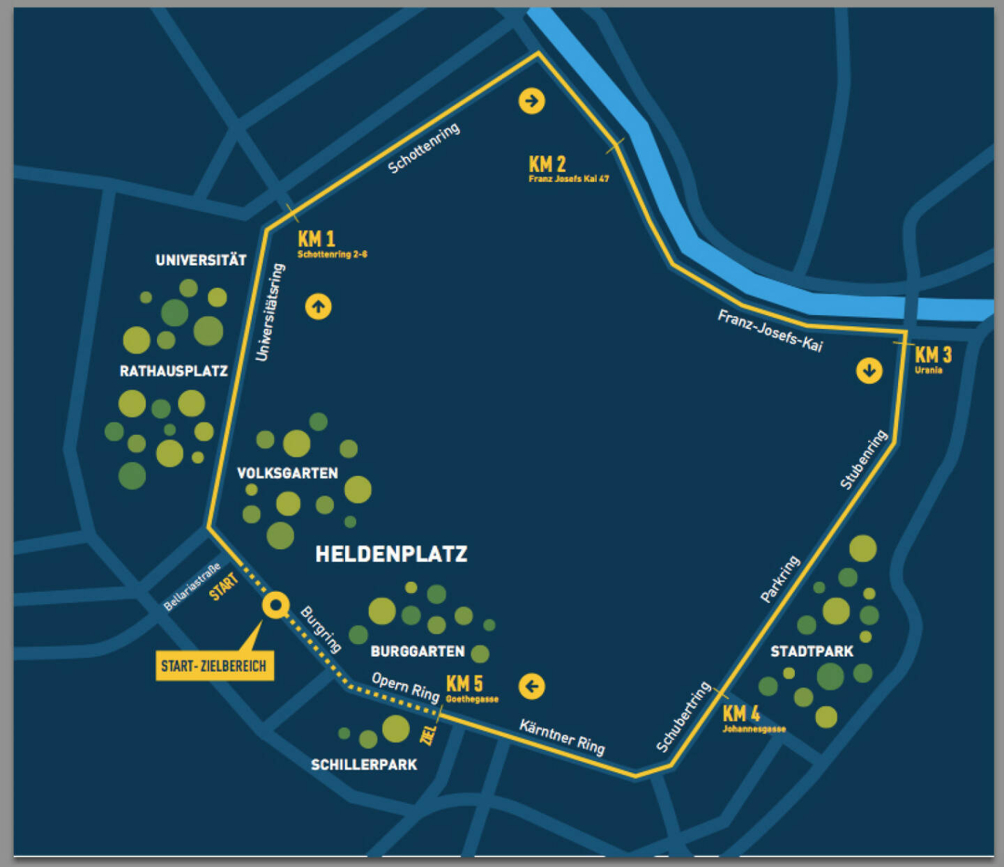 Neue Streckenführung beim erste bank vienna night run am 30.9.2014, Ringstraße, http://viennanightrun.at/2014/09/08/der-streckenplan/
