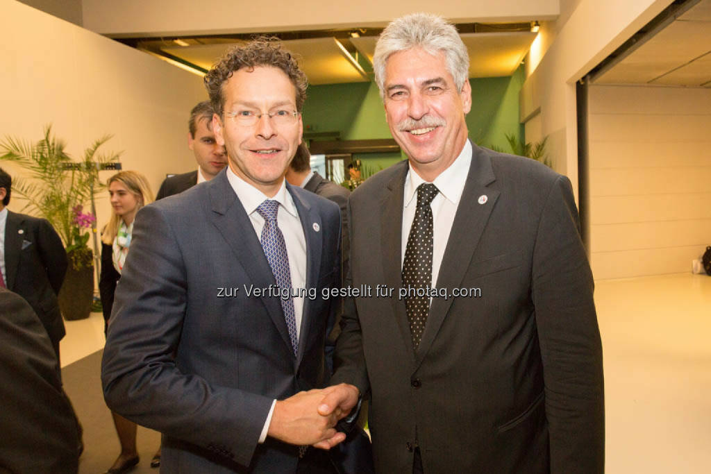 Finanzminister Hans Jörg Schelling, Vorsitzender der Euro-Gruppe Jeroen Dijsselbloem (C) photonews.at/Georges Schneider , © Finanzministerium (22.09.2014) 