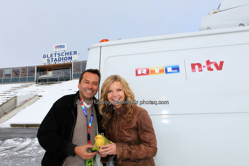 Christian Häckl und Eva Imhof (RTL) - TV-Wetterstars pilgern nach Sölden/Tirol zum Internationalen Wettergipfel (Bild: Philipp Jochum/pro.media), © Aussender (23.09.2014) 