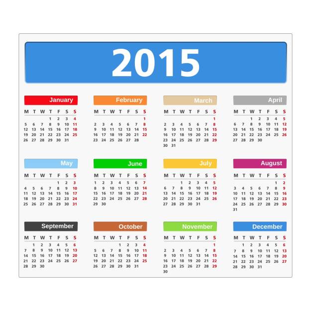 Wandkalender, Kalender, Jahresplaner, Planung, Datum, http://www.shutterstock.com/de/pic-208757101/stock-vector--calendar-on-white-background-vector-ps-illustration.html, © www.shutterstock.com (22.03.2025) 