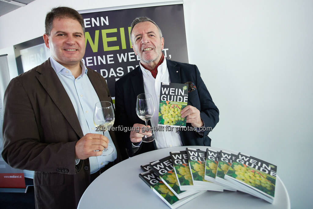 Franz Messeritsch, Diplom-Sommelier und Alexander Jakabb, Redaktion Wein Guide Österreich Weiss 2014: medianet Verlag AG: Wein Guide Weiss 2014, © Aussender (30.09.2014) 