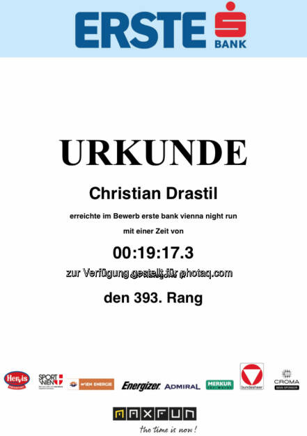 Urkunde 5k in 19:17,3, eh brav (30.09.2014) 