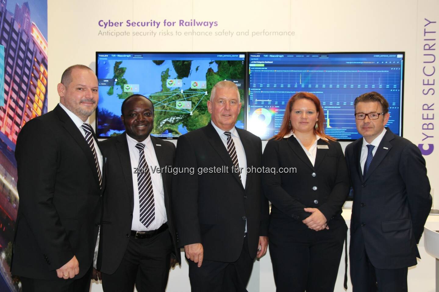 Alexander Szönyi: Sales Manager Domestic - John Kojo Ampia-Addison: Software Developer -  Alfred Veider: VP, Country Director & CEO - Alzbeta Helienek, Product Manager - Hannes Boyer: Director Marketing & Sales, Defence & Security: Thales bei der InnoTrans 2014 in Berlin