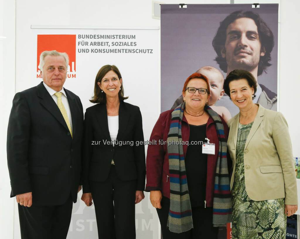 Sozialminister Rudolf Hundstorfer; Lydia Mutsch, Ministerin für Chancengleichheit, Luxemburg; Elke Ferner, Parlamentarische Staatssekretärin im Bundesministerium für Familie, Senioren, Frauen und Jugend, Deutschland; Frauenministerin Gabriele Heinisch-Hosek: Bundesministerium für Arbeit, Soziales und Konsumentenschutz: Hundstorfer: Gleichstellung der Geschlechter ist auch ein Männerthema, © Aussender (06.10.2014) 