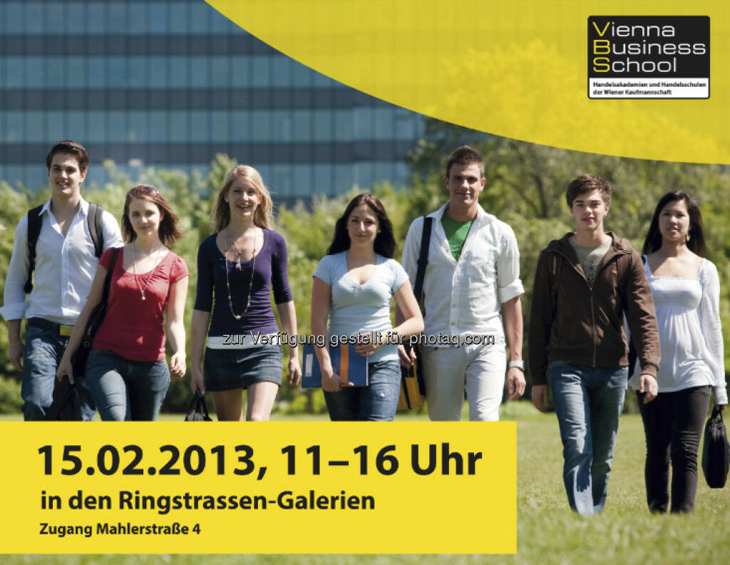 Messe der Vienna Business School (VBS).am 15. Februar von 11:00 bis 16:00 Uhr in den Ringstrassen-Galerien - vielleicht nicht Kapitalmarkt, aber sehr Business, eine Kapitalmarktstunde in der Vienna Business School war dafür das hier: http://www.finanzmarktfoto.at/page/index/131 (28.01.2013) 