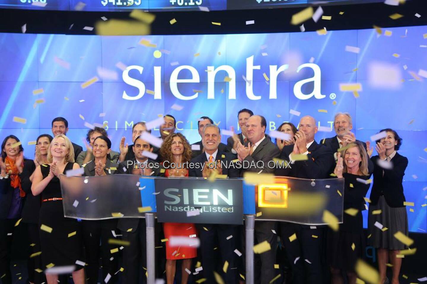 Great photos of Sientra ringing the #Nasdaq Opening Bell in celebration of #IPO today! $SIEN  Source: http://facebook.com/NASDAQ
