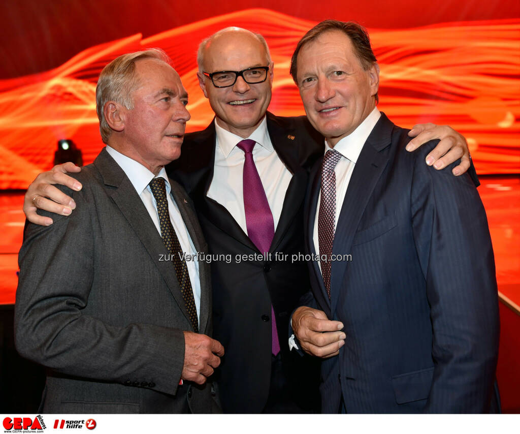 Karl Schranz, Karl Stoss (Oesterreichische Lotterien) und Franz Klammer. Photo: GEPA pictures/ Michael Riedler, ©  Gepa pictures/ Michael Riedler (31.10.2014) 