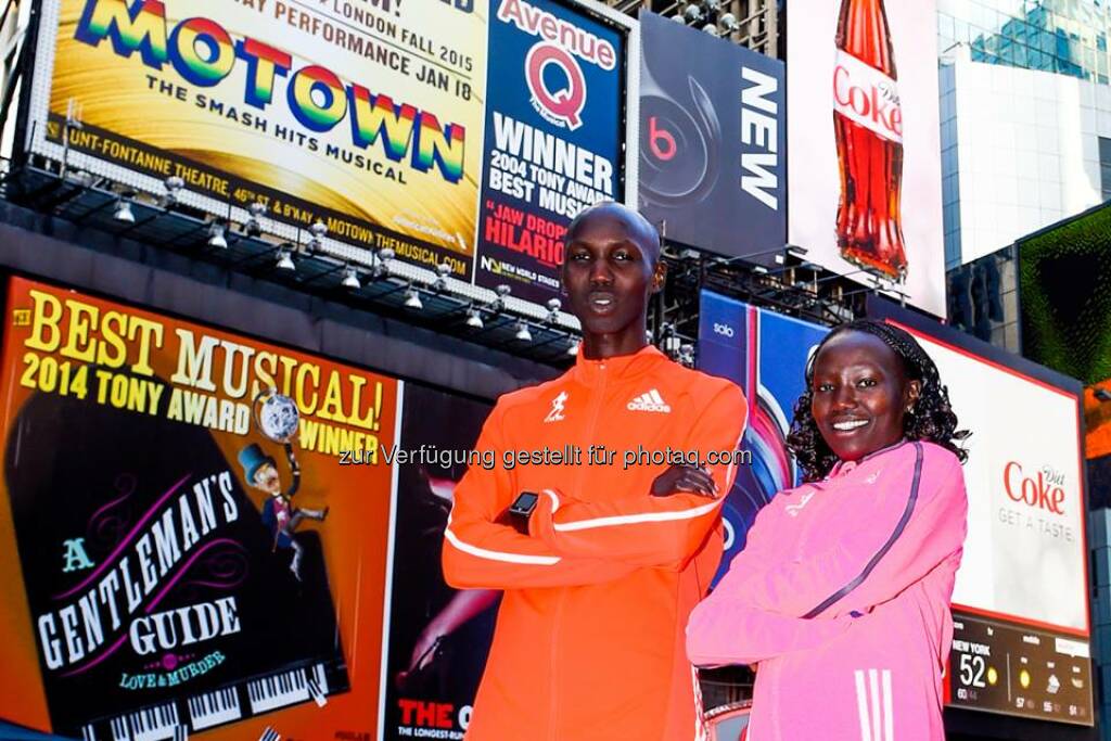 adidas: The choice of champions is #boost. 
Wilson Kipsang (2:10:59) and Mary Keitany (2:25:07) claim the TCS New York City Marathon. #boostNYC  Source: http://facebook.com/adidas, © Aussendung (03.11.2014) 