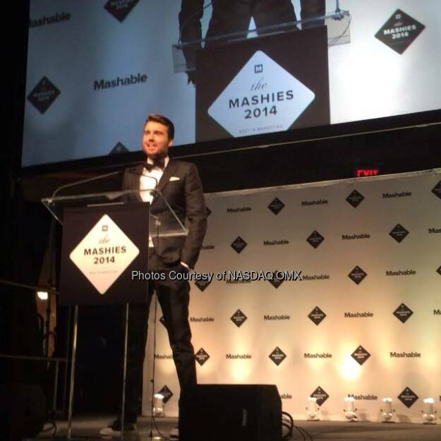Mashable's Founder & CEO @petecashmore opens the show here at the #Mashies! @mashable  Source: http://facebook.com/NASDAQ (05.11.2014) 