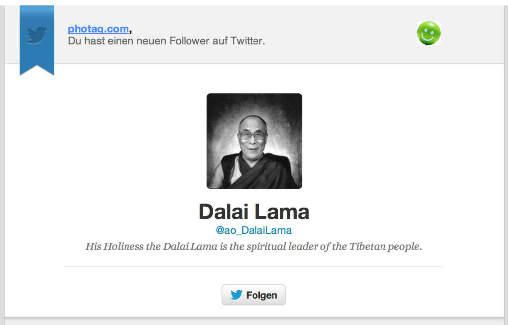 Der Dalai Lama folgt https://twitter.com/photaq  (13.11.2014) 
