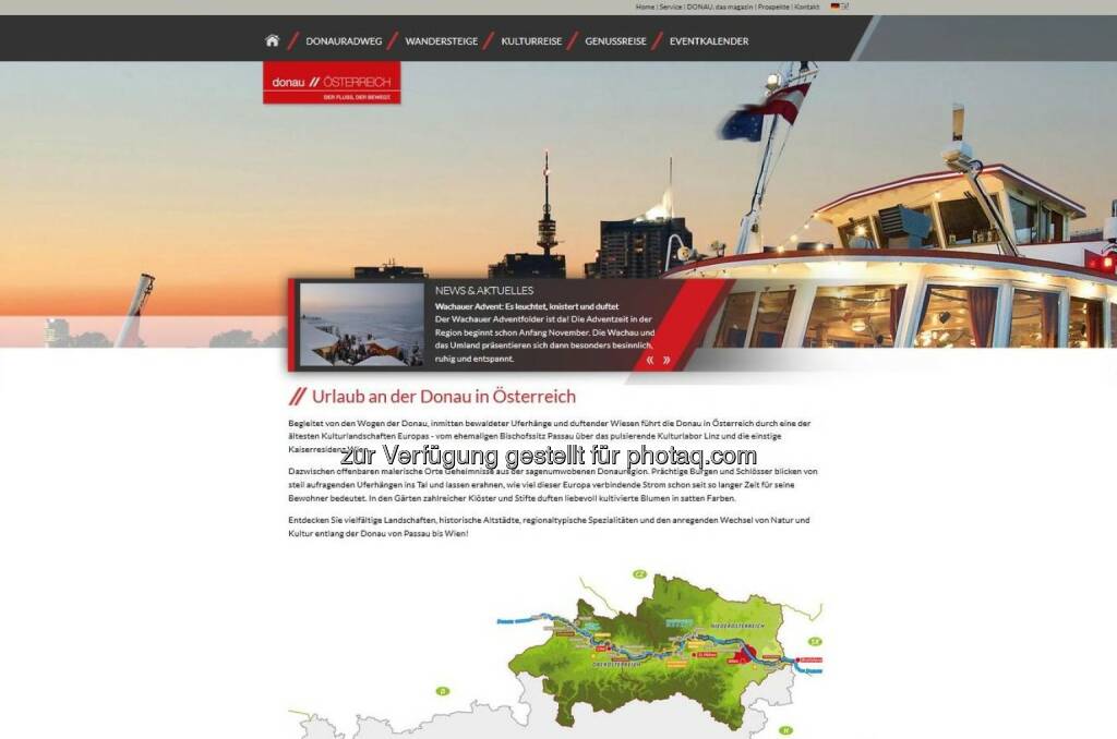WGD Donau Oberösterreich Tourismus GmbH: Donau Österreich mit gemeinsamen Webauftritt www.donau-oesterreich.at, © Aussender (13.11.2014) 