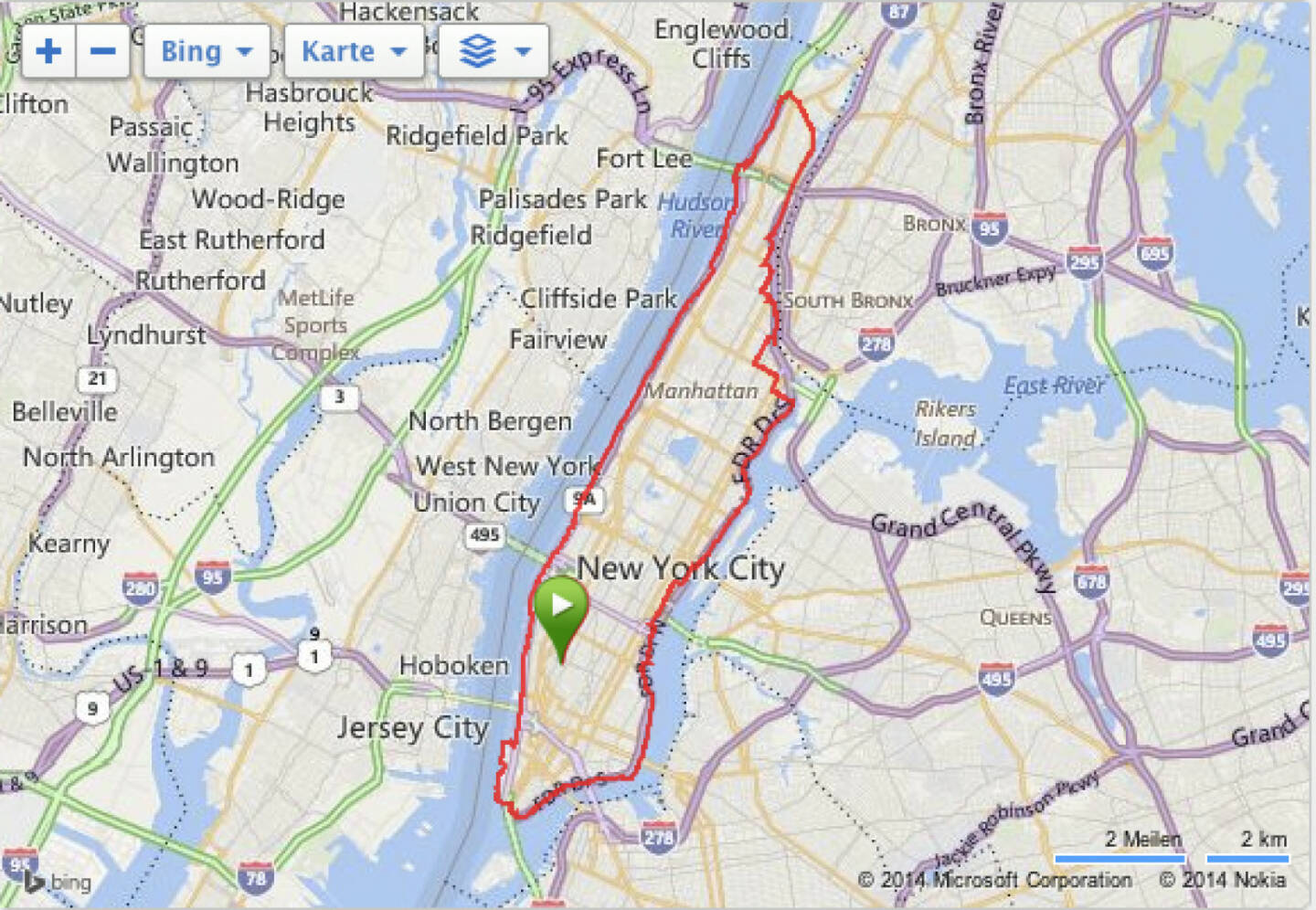 : New York City, Manhattan-Umrundung, 47 km