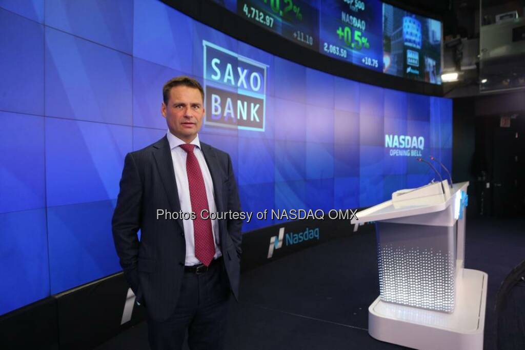 Saxo Bank rings the Nasdaq Opening Bell! $SAX  Source: http://facebook.com/NASDAQ (25.11.2014) 